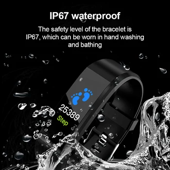 115Plus Smart Bluetooth Aproce Sporta Smart Watch Sirds ritma Monitors Darbības Fitnesa Tracker Smart Aproce
