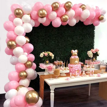 117pcs lateksa balonu dzimšanas dienas svinības Globos kāzu dekorēšana rozā, baltā zelta vainags arch romantisku iestatījumu bērnu duša