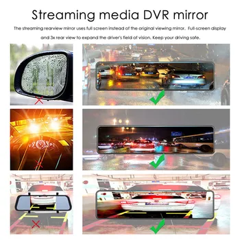 12 collu auto DVR 4K UHD1440P+AHD1080P dual-lēca atpakaļskata spogulis HiSilicon Hi3556 Sony IMS335 ultra-skaidrs, nakts redzamības kamera