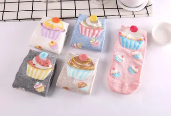 120pairs/daudz sieviešu 3D cupcake kokvilnas zeķes/cake print zeķes