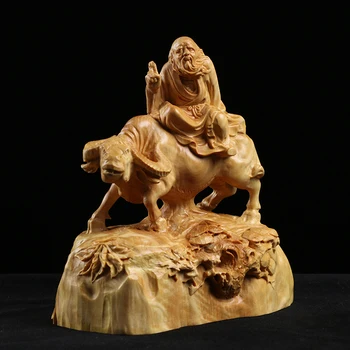 12CM Vecais Kapteinis Laozi statuja Lao Tzu skulptūru mūsdienu mākslas koka tibetas statua home decoration accessories