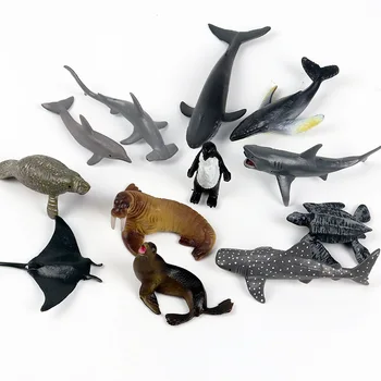 12Pcs/komplekts Mini Dabīgas Jūras Dzīvi, Jūras Dzīvnieki, Vaļu Haizivs Modeli Rīcības Attēls PVC Dzīvnieku Izglītības Mācību Rotaļlietas Childre