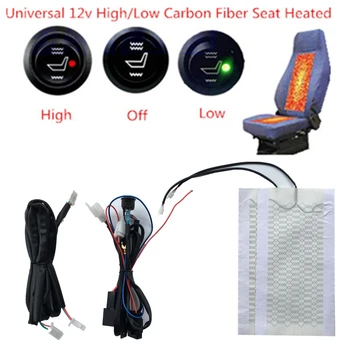 12V universālā oglekļa šķiedra sēdeklis sēdekļu apsilde pad automašīnas sildītājs apaļo slēdzi, apsildāms sēdekļa vāku siltu atbalstu Rudens ziemas