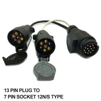 13 Pin Euro Plug, lai 12N 12S 7 Pin Ligzdas Adapteris Piekabes Vadu Savienotājs Caravan Vilkt Auto Stils