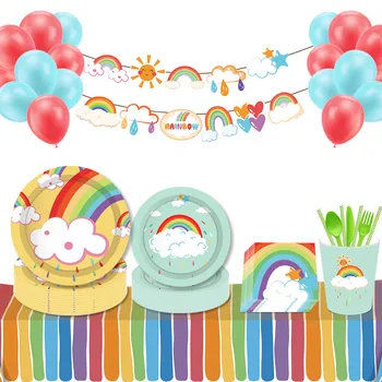 130*220cm Krāsains Varavīksnes Galdauts Baby Dušas Vienreizējās lietošanas Tablecover Partijas Apdare laimes Dzimšanas dienā, Bērni, Puses dod priekšroku