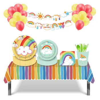 130*220cm Krāsains Varavīksnes Galdauts Baby Dušas Vienreizējās lietošanas Tablecover Partijas Apdare laimes Dzimšanas dienā, Bērni, Puses dod priekšroku