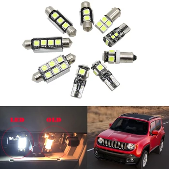 13pc x canbus kļūdu bezmaksas Auto LED spuldzes Interjera Dome Kartes Gaismu Komplekta iepakojumu Jeep Renegade Licences numura zīmes apgaismojuma lukturi-2018