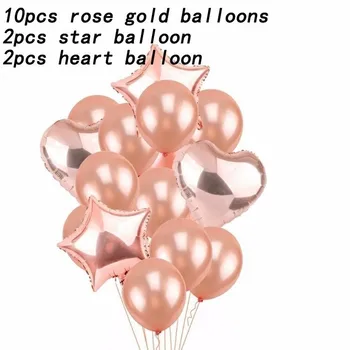 14 Gabals Rose Gold Balonu Kāzu Dekorēšana Globos Dzimšanas Dienas Svinības Dec Pieaugušo 18 Collu Rožu Zelta Sirds Formas Dāvanu Piegādes