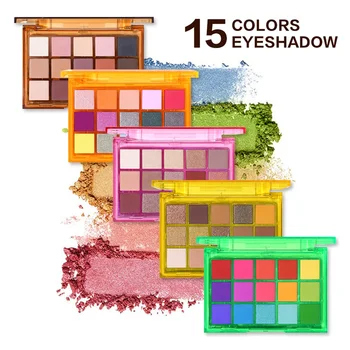 15 Krāsas Pigmentu Mirdzumu Spīdums Matēts Metāla Pliks Blendable Eyeshadow Palete Dūmu Grims Acu Ēnu Palete