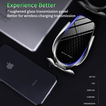 15W, Auto Bezvadu Lādētājs iPhone 11 Infrasarkanais Sensors, Automātiskās Spriegošanas Qi Bezvadu Fast Charger Auto Telefona Turētājs Samsung