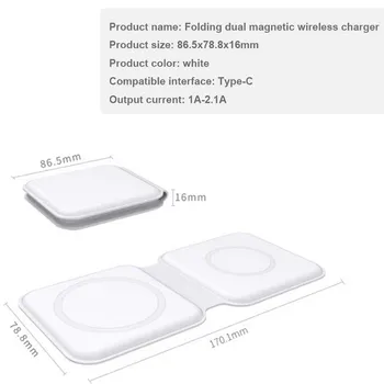 15W Locīšanas Magnētisko Dual-Maksas Bezvadu Lādētājs iPhone 12 Pro Max 12Mini Qi Maksas skatīties Airpods