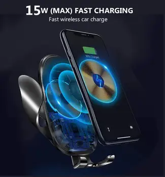 15W, Qi Bezvadu Automašīnas Lādētājs iPhone 11 XS Max X 8 XR 10W Ātru Bezvadu Lādēšanas Auto Telefona Turētājs Samsung S10 S20, Ņemiet vērā, 10