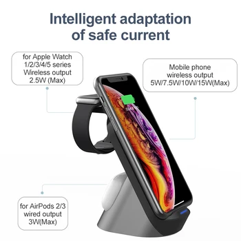 15W, Qi Bezvadu Lādētājs iPhone 11 Pro XS XR Samsung S10 S9 Fast Charger Dock Stacija Airpods Pro Apple Skatīties 5 4 3 2 1