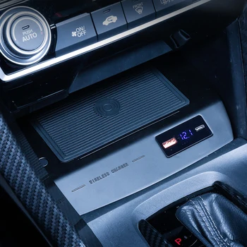 15W, auto QI bezvadu lādētāju ātrās uzlādes plate panelis tālruņu lādētāju Honda Civic 2016 2017 2018 2019 piederumi iPhone 8