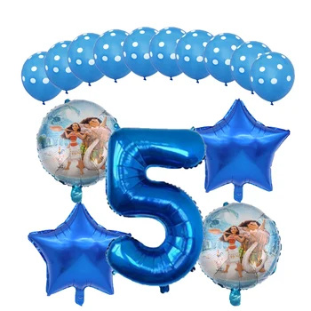 15pcs Moana baloni 32 collu blue Numuru balonu moana tēmu dzimšanas dienas svinības apdare bērniem, rotaļlietas, Gaisa globo meitenes zēns dāvanas