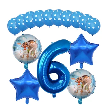 15pcs Moana baloni 32 collu blue Numuru balonu moana tēmu dzimšanas dienas svinības apdare bērniem, rotaļlietas, Gaisa globo meitenes zēns dāvanas