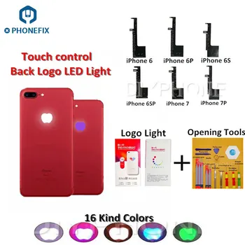 16 Krāsas, Touch Control LED Logo Gaisma iPhone 6 6Plus 6S 6S Plus 7 7 Plus Mirdzošu LED Logo Varavīksnes Gaismas