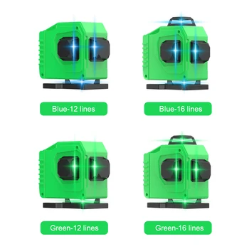 16 Līnijām, Lāzera Līmeni Spēcīgs 3D 16 Līnijas 4D Cross-line Green Blue Lāzera staru, Self-Leveling Horizontāla un Vertikāla 360 Grādu Rotācijas