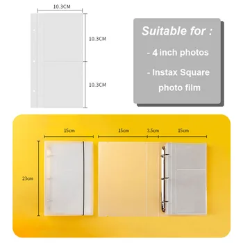 160 3 Kabatas Gredzenu Saistvielu Pārredzamu fotoalbumu par Polaroid Fujifilm Instax Laukumā SQ20 SQ10 SQ6 SP-3 Instant Kameras Filmu Grāmata