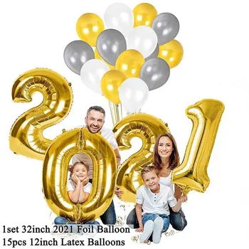 16pcs 32inch Skaits Ir 2021. Folijas gaisa Balons Happy New Year Eve Puse Rotājumi, Ziemassvētku Dekori Mājas Gradācijas Baloni