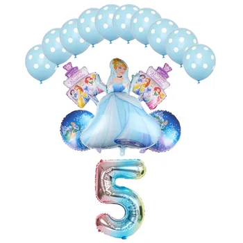 16pcs/daudz princese pelnrušķīte baloni 32inch numuru Baby dušas folija ballons dzimšanas dienas svinības rotājumus bērniem, rotaļlietas, meitene globos