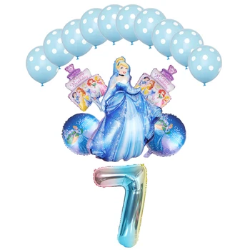 16pcs/daudz princese pelnrušķīte baloni 32inch numuru Baby dušas folija ballons dzimšanas dienas svinības rotājumus bērniem, rotaļlietas, meitene globos