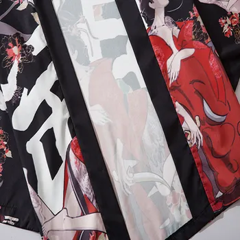 17 Stils Drukas Harajuku Japāņu Modes Kimono Sievietes Vīrieši 2020. Gadam Jaciņa Blūze Haori Obi Āzijas Apģērbu Samurai Kimono