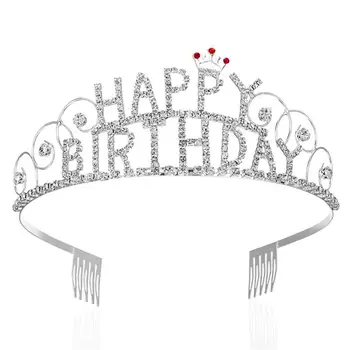 18 Gadus Vecais Rhinestone Tiaras Galvassegu Dzimšanas dienas Crown Kūka Balli Puses 25 40 50 60 Līgavas Kāzu Rotas, Matu