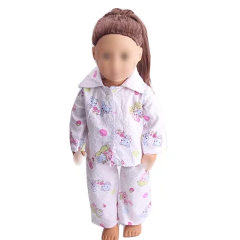 18 collu Meitenes, lelle pidžamu Balts koala pidžamu uzvalks Bērnu rotaļlietas Kleita fit 43 cm bērnu piederumi c25