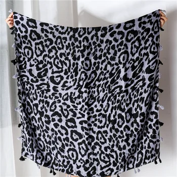 180*90cm Modes Sieviešu Leopards Drukāt Šalle Hijab Nozaga Plānas Kokvilnas Siltas Šalles Lielas Šalles un wraps echarpe foulard femme