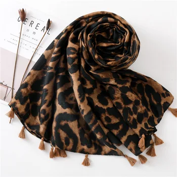 180*90cm Modes Sieviešu Leopards Drukāt Šalle Hijab Nozaga Plānas Kokvilnas Siltas Šalles Lielas Šalles un wraps echarpe foulard femme
