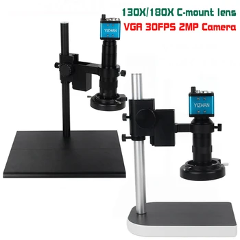 180X 130X C Mount Objektīvs VGA 2MP Rūpniecības Ciparu Video Mikroskopa Kameras LED indikators Lielu workbench Statīva Turētājs PCB Remonts