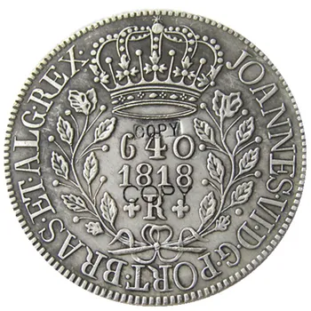 1818-1821 2gab Brazīlija 640 Reis-Joao VI Sudraba Pārklājumu Kopēt Monētas