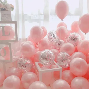 18pcs12inch white pink rose gold chrome konfeti lateksa balllon dzimšanas dienas, kāzu dekori bērnu meitene baby dušas rotājumi glob