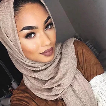 190*90CM sieviešu sprogot cietā hijabs šalle lielajam islāmu lakatu galvā soft wraps ilgi musulmaņu nodiluši rieva kokvilnas vienkāršā hijab