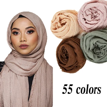 190*90CM sieviešu sprogot cietā hijabs šalle lielajam islāmu lakatu galvā soft wraps ilgi musulmaņu nodiluši rieva kokvilnas vienkāršā hijab