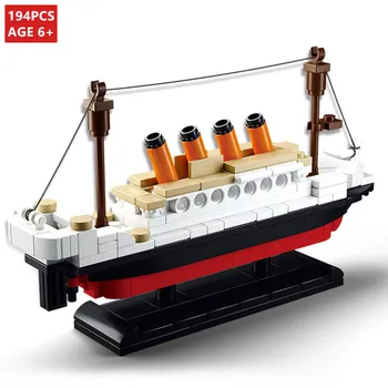 194Pcs Pilsētas RMS Titānika Kuģa Laivas Modeli, Celtniecības Bloki Tehnikas Komplekti DIY Brinquedos Draugiem, Ķieģeļu Izglītojošas Rotaļlietas Bērniem