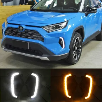 1Pair LED Dienas Gaismas lukturi dienas gaitas lukturi Toyota RAV4 2019 2020 Ūdensizturīgs 12V Dzeltens Pagrieziena Signāla Indikators Buferi un Lampas