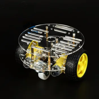 1Set 2WD Mini Kārta divstāvu Gudrs Robots Automašīnas Šasijas DIY Komplektu Meklēšanu Spēcīgs Magnētiskais Motors Par Arduino RC Rotaļlietas Starter Uzvalks