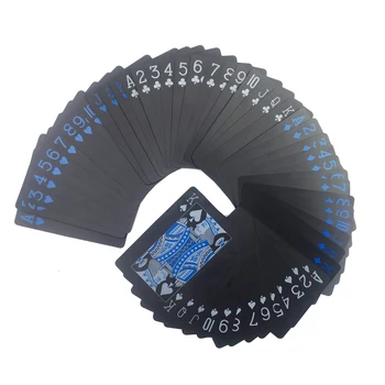 1deck Kvalitātes Melnā Ūdensizturīgs PVC Plastmasas Burvju Kāršu Komplekts Durable Pokera galda Spēle Texas Magic Box-pildīta 54pcs/Klājs