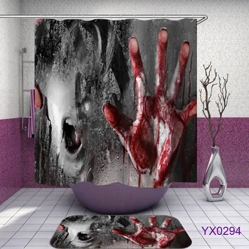 1gb Halloween Terora Dušas Aizkars Reklāmas Asins Nospiedumus Modelis Vannas istaba Vannas, Tualetes Vāka Mājas Dekoru