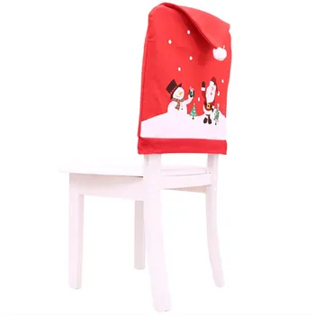 1gb Ziemassvētku krēslu vāka karikatūra raksturs Santa Claus un Sniegavīrs lielu cepuri neaustu krēsla pārsegs Ziemassvētku rotājumi