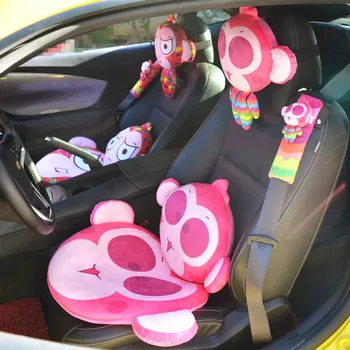 1pair smieklīgi vārda karikatūra varavīksnes mērkaķis plīša auto drošības jostu vāks ar drošības jostu gadījumā transportlīdzekļa uzstādītas pildījumu rotaļlieta