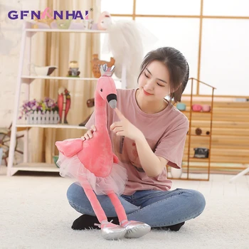 1pc 35CM gulbis plīša rotaļlietas gudrs flamingo lelle mīkstu pildījumu dzīvnieku lelle baleta gulbis ar vainagu bērnu bērni nomierinātu rotaļlieta dāvana meitene