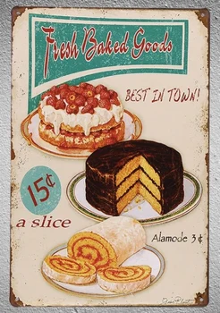1pc Svaigi Cepta kūka maizes Maizes veikals veikals Alvas Plāksnes Zīme sienas cilvēks ala Apdare Cilvēks, alu Mākslu, Plakātu, metāla vintage