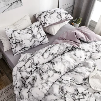 2/3pcs gultas komplekts drukāts marmora gultas komplekti balta, melna Sega sedz Eiropas lieluma Karalis, Karaliene Sega Segtu Mierinātājs Vāciņu