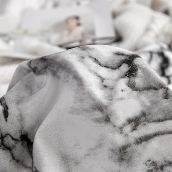 2/3pcs gultas komplekts drukāts marmora gultas komplekti balta, melna Sega sedz Eiropas lieluma Karalis, Karaliene Sega Segtu Mierinātājs Vāciņu