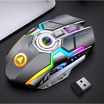 2.4 G Bezvadu Spēļu Pele Uzlādējams Klusums 7 Krāsu LED Backlit Pelēm, USB Optisko Ergonomisks Peles PC/LOL CS
