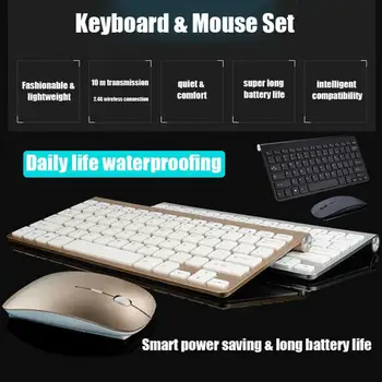 2.4 G Bezvadu Tastatūru, Peli Kombinācijas Slim Multimedia Keyboard Mini Optiskā Pele Combo noteikti Notebook, Klēpjdatoru, galda DATORU