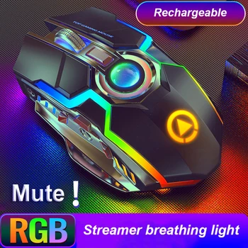 2.4 GHz Bezvadu Peles Spēļu RGB Streamer Gaismas Klusums Lāzera Optiskā Atdzist Uzlādējams Spēle USB Lādējamu Portatīvo datoru Peles